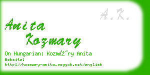 anita kozmary business card